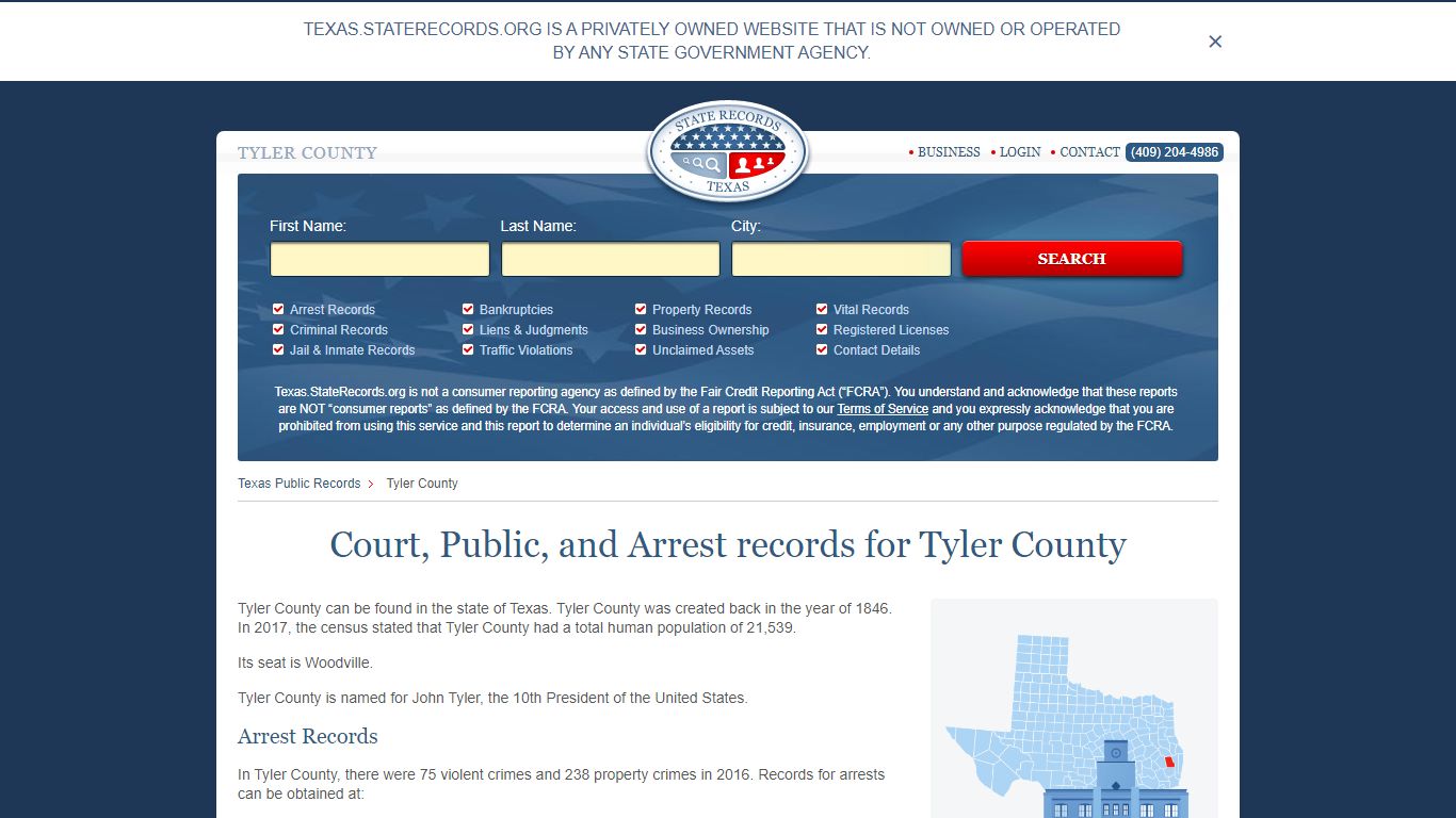 Court, Public, and Arrest records for Tyler County